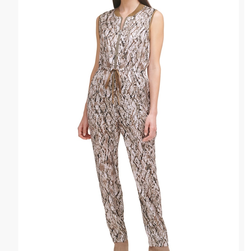 NWT DKNY Sleeveless Snake-Print Jumpsuit